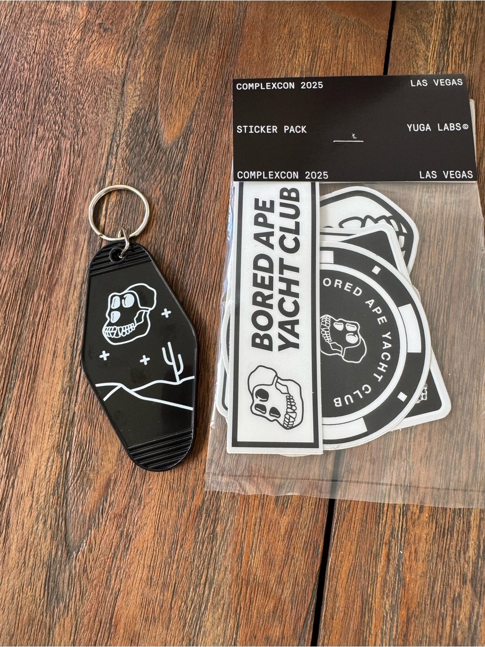 Black Bored Ape Yacht Club Keychain with Sticker Pack